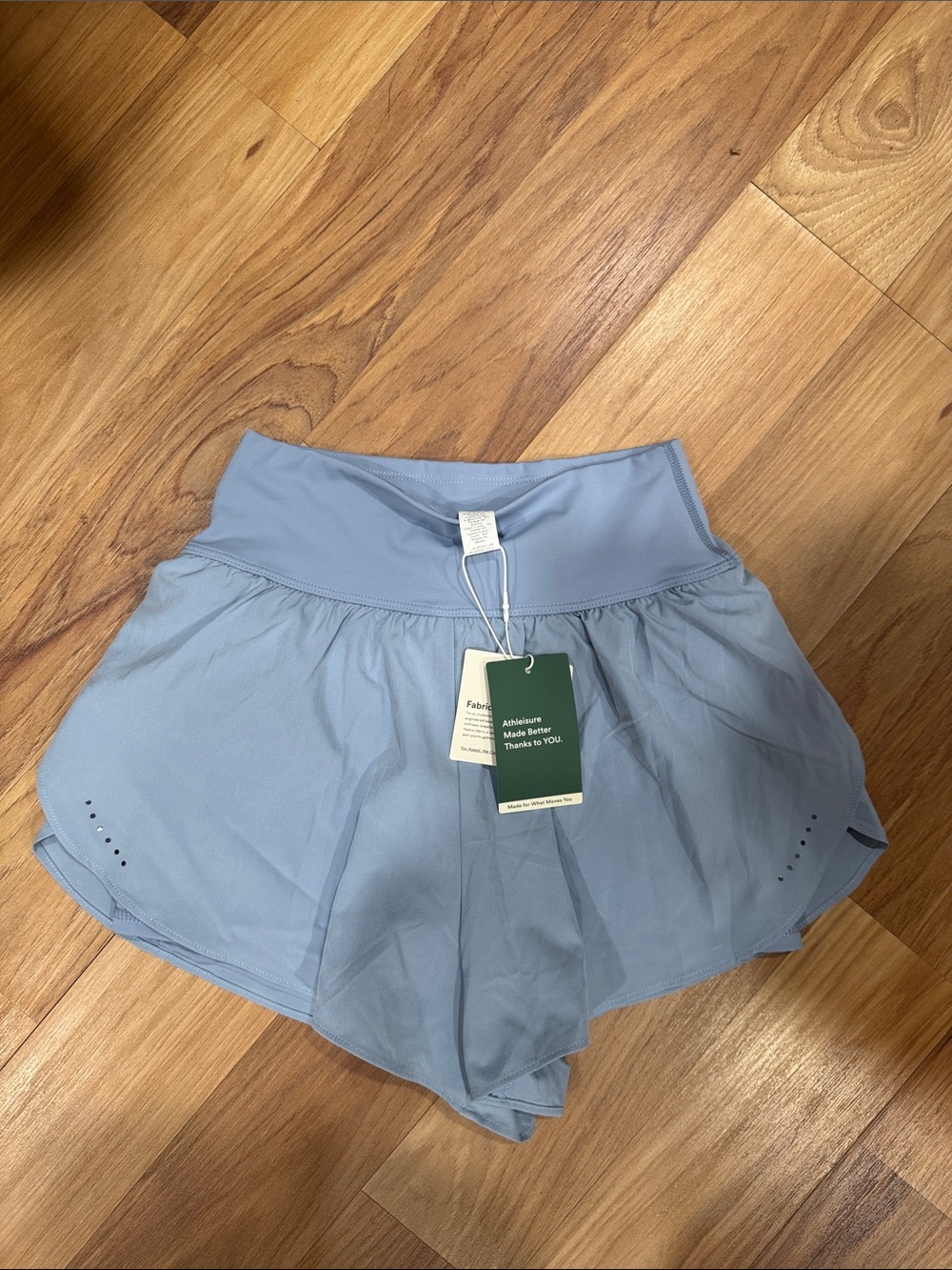 HALARA Distressed Light Blue High-Waist Athletic Skort